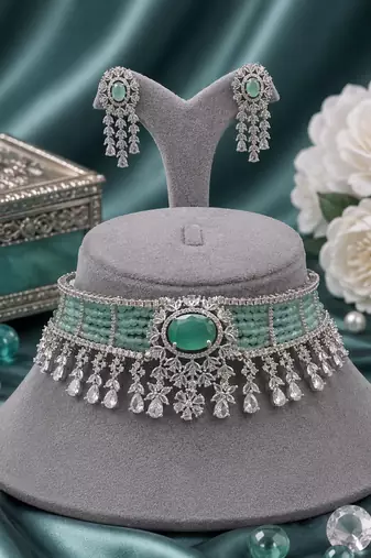 Imperial CZ Stone Choker Necklace Set