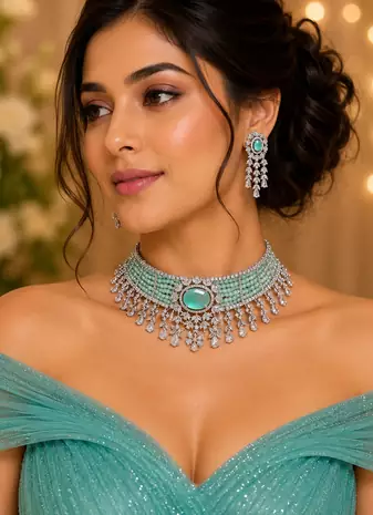 Imperial CZ Stone Choker Necklace Set