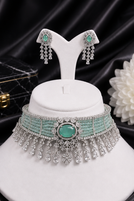 Imperial CZ Stone Choker Necklace Set 5