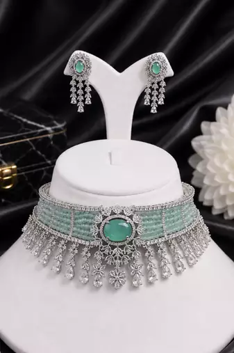 Imperial CZ Stone Choker Necklace Set