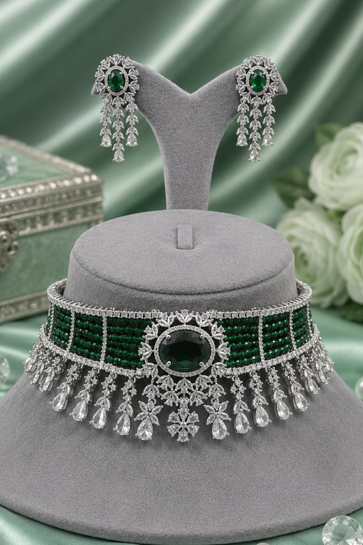 Prestige Rhodium Finish Diamond Choker Set