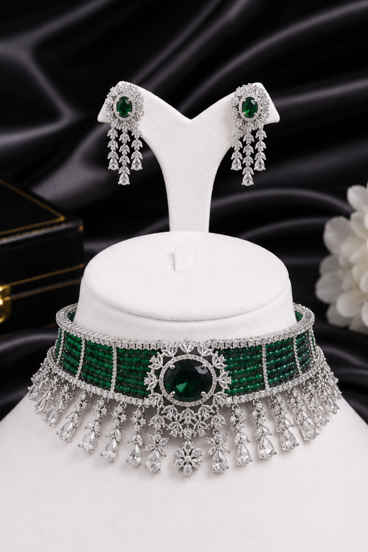 Prestige Rhodium Finish Diamond Choker Set