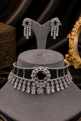 Elite Rhodium Plated Diamond Choker Set 2