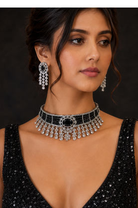 Elite Rhodium Plated Diamond Choker Set 3