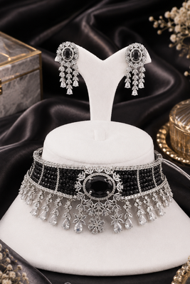 Elite Rhodium Plated Diamond Choker Set 5