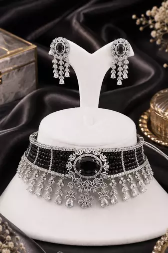 Elite Rhodium Plated Diamond Choker Set