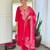  rani pink roman silk blend embroidered kurta pant set with jacquard dupatta