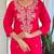  rani pink roman silk blend embroidered kurta pant set with jacquard dupatta