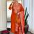  rust orange roman silk blend embroidered kurta pant set with jacquard dupatta