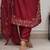  wine maroon chanderi embroidered kurta pant set with organza dupatta