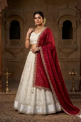 White Traditional Lehenga Choli Set