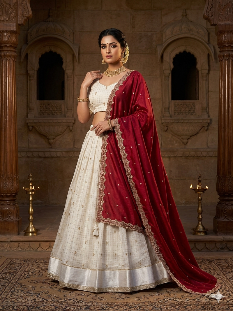 White Traditional Lehenga Choli Set
