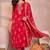Womens pink silk blend printed ethnic motifs straight kurta set