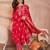 Womens pink silk blend printed ethnic motifs straight kurta set