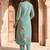 Womens teal pure cotton ethnic motifs printed  straight kurta sets
