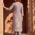Womens lavender pure cotton ethnic motifs printed  straight kurta sets