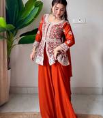 Designer georgette peplum top plazzo set with embroidered dupatta