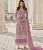 Lavender net embroidered sequin salwar suit