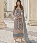Grey net embroidered sequin salwar suit