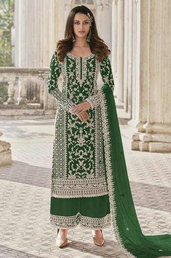 green net embroidered sequin salwar suit