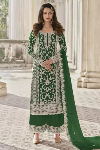 green net embroidered sequin salwar suit