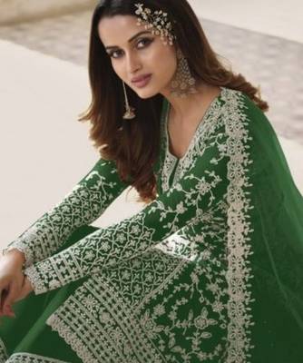green net embroidered sequin salwar suit 2
