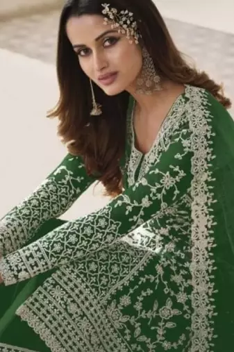 green net embroidered sequin salwar suit
