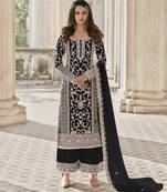 Black net embroidered sequin salwar suit