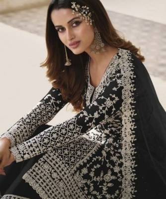 Black net embroidered sequin salwar suit 2