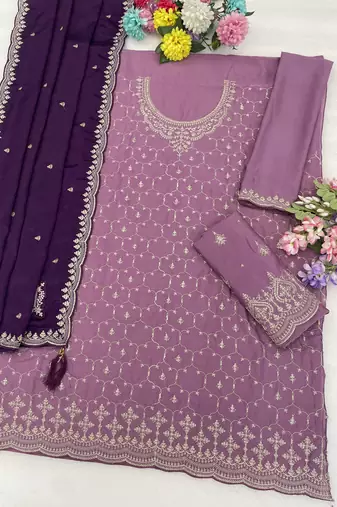 Pink embroidered chinon palazzo suit