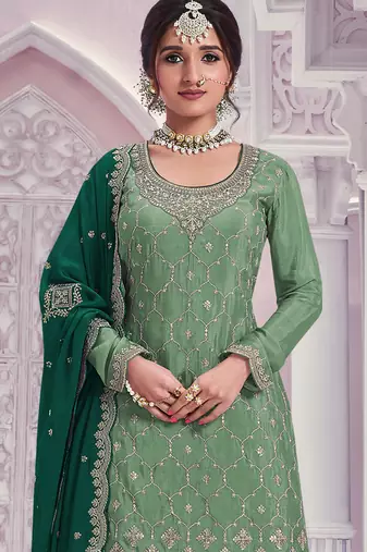 Pista embroidered chinon palazzo suit