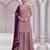 Peach embroideried chinon semi stitched palazzo suit