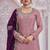 Peach embroideried chinon semi stitched palazzo suit