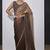 Golden brown satin silk designer party wear saree sari