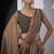 Golden brown satin silk designer party wear saree sari