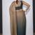 Teal blue golden satin silk designer party wear saree sari