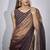 Golden wine satin silk party wear designer saree sari