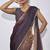 Satin silk purple party wear designer wedding saree sari