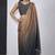 Golden grey satin silk designer party wear saree sari