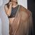 Golden grey satin silk designer party wear saree sari