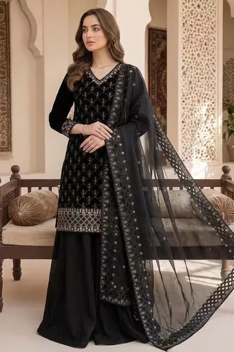 Designer fendy embroidered kurti plazzo set with cut work dupatta