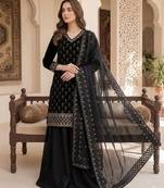 Designer fendy embroidered kurti plazzo set with cut work dupatta