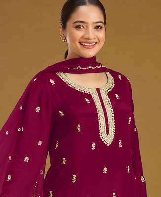 Cherry embroidered faux georgette salwar suit 2
