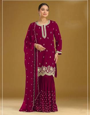 Cherry embroidered faux georgette salwar suit 3