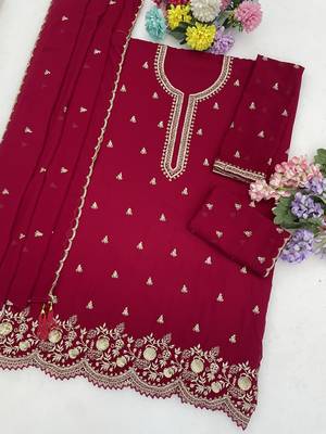 Cherry embroidered faux georgette salwar suit 4