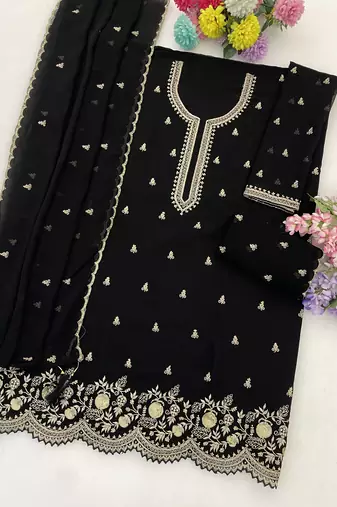 Black embroidered faux georgette salwar suit