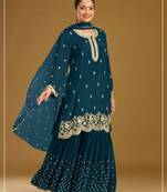 Morpich color embroideried faux georgette semi stitched salwar suit
