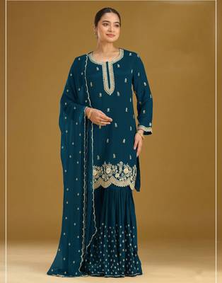 Morpich embroidered faux georgette salwar suit 3