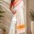 white chanderi cotton floral printed ready to wear saree