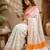 white chanderi cotton floral printed ready to wear saree